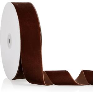1.5" X 20 Yards Brown Velvet Ribbon for Christmas Tree Wreath Decoration Handmade Crafts Ornaments Gift Wrapping & Bow Making