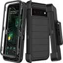 for Google Pixel 6 Pro Case with Belt Clip Holster,2X Screen Protector,Heavy Duty Shockproof Drop Protection Military Grade Full Body Rugged Phone Cover with Kickstand Black