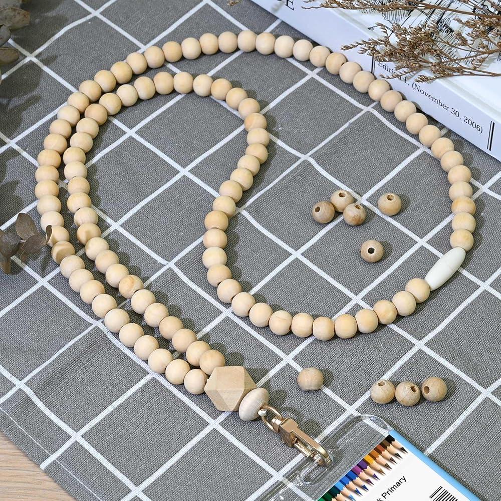 Lanyards for id badges and Keys for Women Wood Beaded Lanyard