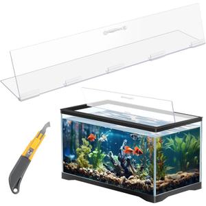 Sieral Aquarium Polycarbonate Canopy Set 35.13 x 17.13 x 0.12 Inch for 50/65/84 Gallon Without Center Brace Aquariums Cover Fish Tank Lid with a Hook Knife, Clear