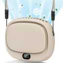 Portable Neck Fan, Handheld Mini Fan, Personal Fan USB Rechargeable, 5 Speed Adjustable, Hands Free Wearable Fan for Kids Woman Man Home Outdoor Travel Beige