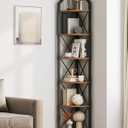 CHOEZON 6-Tier Corner Shelf, Industrial Corner Bookshelf, 71.2" Corner Storage Stand, Plant Stand Display Shelf, Corner Bookcase for Bedroom, Living Room, Home Office, Rustic Brown and Black TCJ11BF