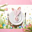 Easter Disposable Placemats 50 Pack 11 x 17 Inch, Bunny Rabbit Colorful Eggs Flower Print Waterproof & Greaseproof Place Mats for Easter Table Decorations, Holiday Party, Spring Festival Dinner