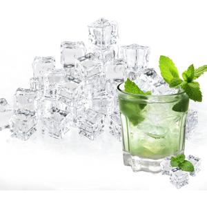 100 Pcs Fake Ice Cube 0.7'' Acrylic Ice Cube, Reusable Ice Cubes Vase Fillers for Centerpieces (White)