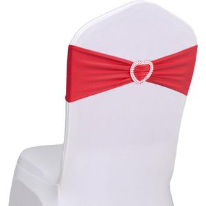 Red Chair Sashes 60 Pack Spandex Red Sashes for Chairs Universal Spandex Chair Sashes Bands with Heart Buckle Slider for Wedding Banquet Party Decorations