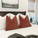 ZWJD Rust Throw Pillow Covers 18x18 Set of 2 Chenille Fall Pillow Covers with Elegant Design Soft and Luxurious Decorative Throw Pillows for Couch, Bed, and Home Decor