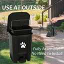 Tebiete Dog Poop Trash Can Outdoors Pet Waste Station with Lid Dog Waste Disposal Container with Removable Inner Bin Bucket Hands-Free Pedal Garden Yard Home with 5Rolls Waste Bags, Black