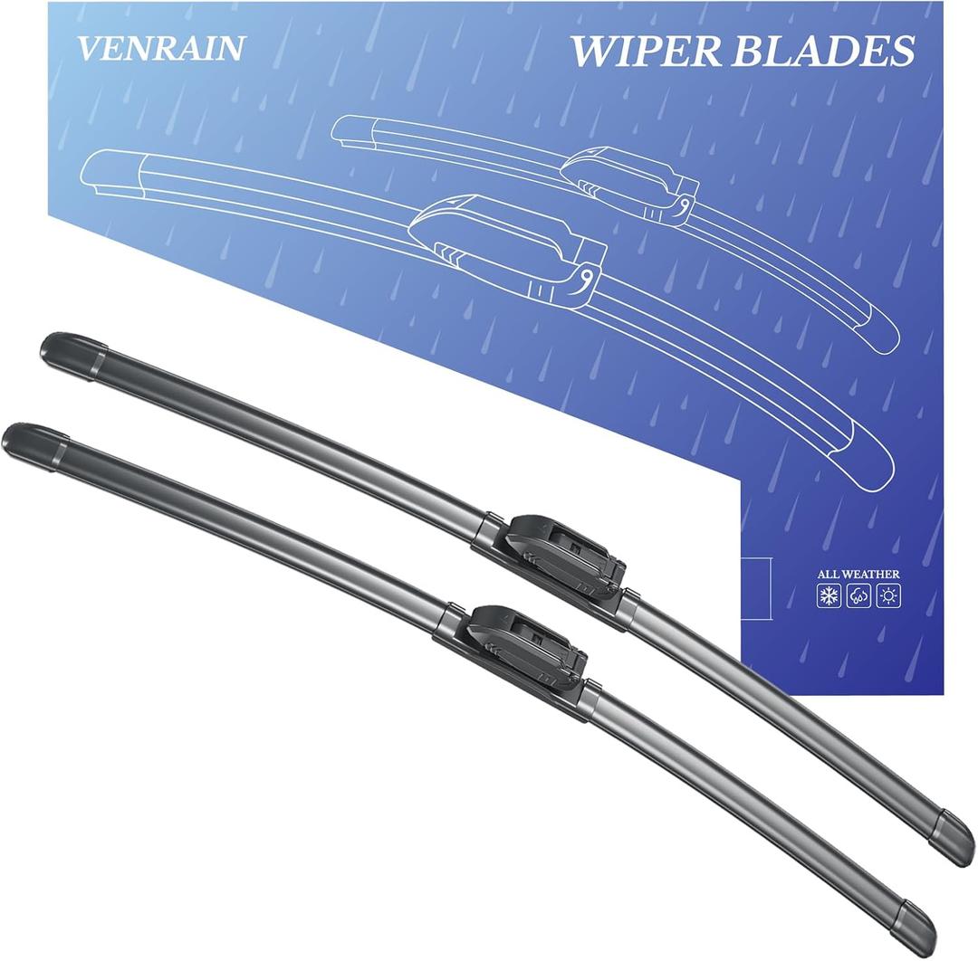 Wiper Blades, OEM Quality, Premium All-Season PTFE Rubber, Quiet & Streak-Free, J-Hook, Automotive Replacement Windshield Wiper Blades (26"+16" Pair for Front Windshield)