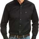 Ariat Men's Solid Twill Fitted Shirt (Medium, Black)