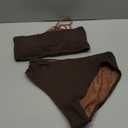Women's Sexy High Leg Triangle Halter Bikini Set Padded Cup Bikini Cheeky Swimsuit V Cut Thong Bathing Suit (Medium, Brown)