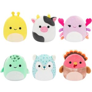 Squishmallows Original Micromallows 6-Pack  Cailey Crab, Cole Turtle, Connor Cow, GAVI Turkey, Hasani Hedgehog, Zarina Banana Slug (Squad 3)