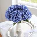 5Pcs Realistic Blue Hydrangea Artificial Flowers with Stems 21 Inch Lifelike Faux Hydrangeas Flower Large Hydrangea for Weddings Bouquets Table Centerpieces Home Decor Party