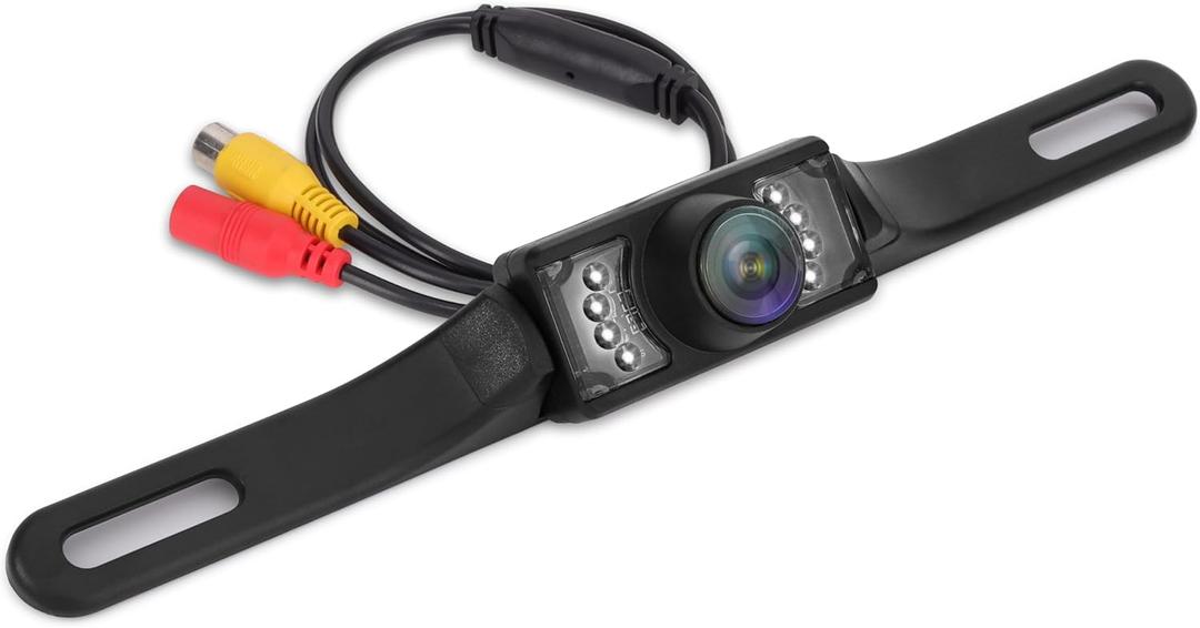 Pyle PLCM10 Rear View Backup Parking Reverse Camera, License Plate Mount, Weatherproof, Night Vision, Distance Scale Lines, Swivel Angle Adjustable Cam