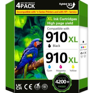 910XL Ink Cartridges for HP Printers Compatible for HP 910XL Ink Cartridges Combo Pack for HP Ink 910 fit for OfficeJet Pro Series 8020 8015 8025 8030 8035 8010 8018 8022 8028 Printer,4 Pack