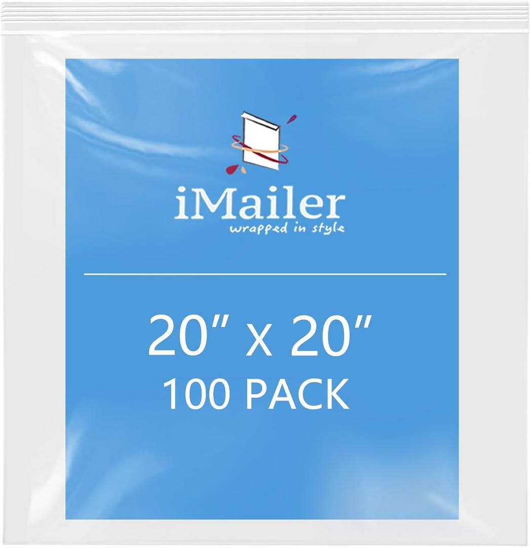 20" x 20" 50 Pack 2 Mil Resealable Zip Bags