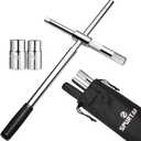 Spurtar Extended 4 Way Lug Wrench, Tire Iron Lug Nut Wrench, Tire Nut Remover Tools 1/2 Drive with 17/19mm and 21/23mm Sockets