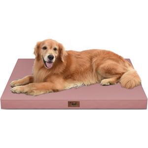 Outdoor Orthopedic Dog Bed for Extra Large Dogs, XL Waterproof Flat Pet Bed 44x32 Inch, Egg Crate Foam with Removable Washable Oxford Cooling Cover, Pink