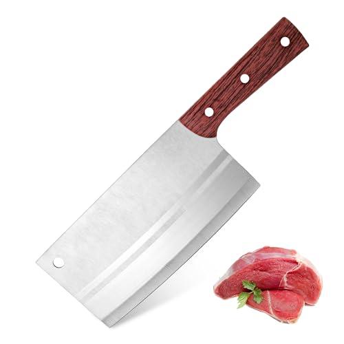 TJ POP Chinese Chef Cleaver, 7.5 Inch Stainless Steel Knife with Ergonomic Handle, Ultra Sharp Kitchen Knife for Home and Restaurant