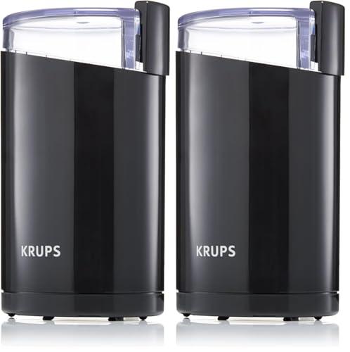 KRUPS Electric Coffee Grinder, Stainless Steel Blades, Black | 3 oz Capacity | 200W Motor | For Coffee Beans, Herbs & Nuts | Pack of 2