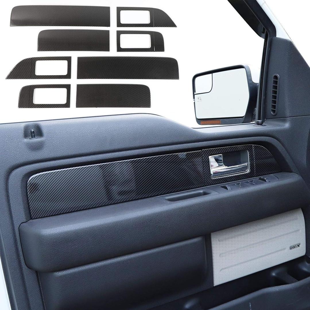 JeCar 8PCS for F150 Interior Trim Door Handle Panel Cover Trim for 2009-2014 Ford F150 Carbon Fiber Interior Accessories