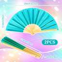 Maitys Large Rave Fan Folding Handheld Fans 13'' Clap Fans for Line Dancing Clack Fan Holographic Festival Accessory for Martial Art Gift Performance, Includes 2 Pouch
