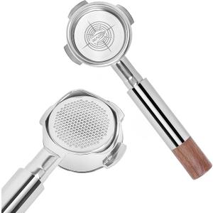 IKAPE 54mm Bottomless Naked Portafilter, Suitable for 54mm Breville Barista Series BES870/880 Machine & Solis Barista Machines (Included 18g Capacity Filter Basket) (Silver)