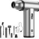 Metal Electric Compressed Air Duster, 300000RPM High Speed Rechargeable Air Blower&Pump for Leaf Blower with Digital Display, 4Speed ModesBrushless Motor Mini PC Dust Cleaner with Light(Silver)