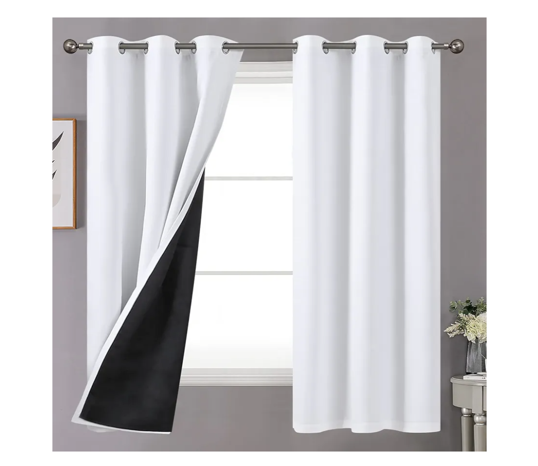 YoungsTex 100% Insulated Blackout Curtains 63 Inches Long for Bedroom 2 Panels, Thermal Black Out Window Drapes with Grommet Energy Saving Full Room Darkening for Living Room, Pure White, 42 X 63 Inch