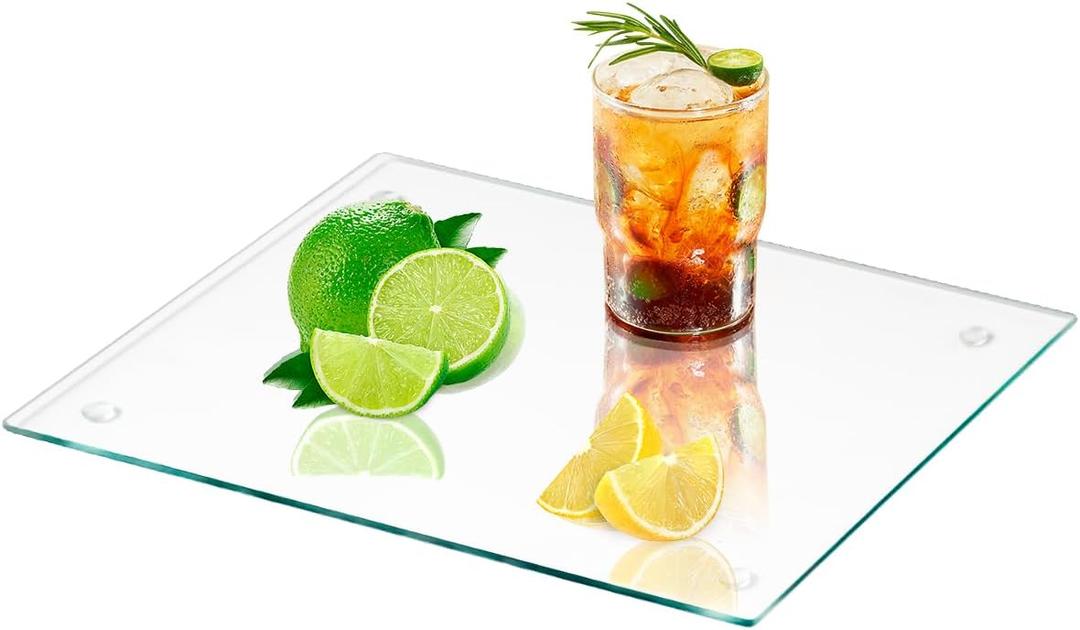 Clear Glass Cutting Board, 12"x 8" Small Tempered Glass Cutting Board for Kitchen Countertop, Cutting Chopping with Rubber Anti-Slip Feet, Scratch, Heat and Shatter Resistant, Easy to Clean
