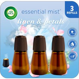 Air Wick Essential Mist Refill, 3ct, Linen & Petals, Air Freshener, Essential Oils