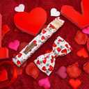 Elegant little tail Valentine's Dog Collar, Cute Pink Heart Pet Collars Soft Dog Puppy Collar Female or Male Adjustable Cotton Pet Collars with Bow for Small Medium Large Dogs (Medium (Pack of 1))