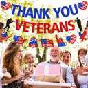 2 x Thank You Veterans Banner Happy Veterans Day Decorations American Patriotic Military Army Soldier Memorial Day Theme Dcor Remember and Honor Veterans Party Supplies