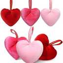 Wenqik 6 Pcs Mothers Day Hanging Heart Ornaments Handmade Velvet Hearts Gifts 4.3 Inches Hearts Hanging Tree Ornaments for Bride Shower Wedding Anniversary Mothers Day Decoration(Red, Pink, Rose Red)