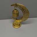 Lifnatty Ramadan Moon Lamp Decorations, Crescent Moon with Ramadan Lantern, Rotating Ramadan Table Lamp, Ramadan Decorations for Home, Eid Mubarak Decorations, Battery Operated Metal Eid Gifts