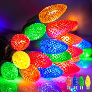 Minetom C9 Christmas String Lights, 100 Ft C9 Outdoor Christmas Lights with 100 Strawberry C9 Led Bulbs, Connectable UL Certified for Outdoor Indoor Roofline Holiday Backyard Xmas Decor (Multicolor)