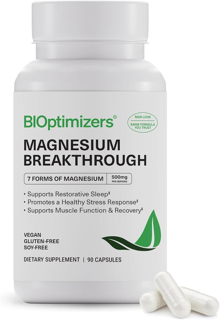BIOptimizers Magnesium Breakthrough 500mg, 7 Forms of Magnesium 90 Capsules