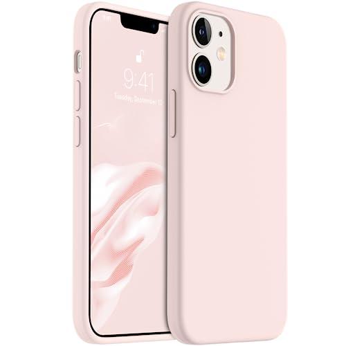 AOTESIER Shockproof Designed for iPhone 12 Mini Case, Food Grade Liquid Silicone Phone Case with [Soft Anti-Scratch Microfiber Lining] Drop Protection 5.4 inch Slim Thin Cover, Chalk Pink