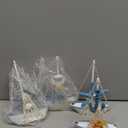 Juvale Set of 4 Mini Wooden Sailboat Models for Beach Nautical Home Decor, Miniature Boat Decorations, & Coastal Decor