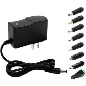 9V DC Power Supply 1A AC Adapter, 100-240V 50/60Hz 9 Volts 1Amp 600mA Transformer, DC 9V Power Cord Adapter,5.5mm*2.5mm[Output Tip: Center Positive (+)] and 8 Tips