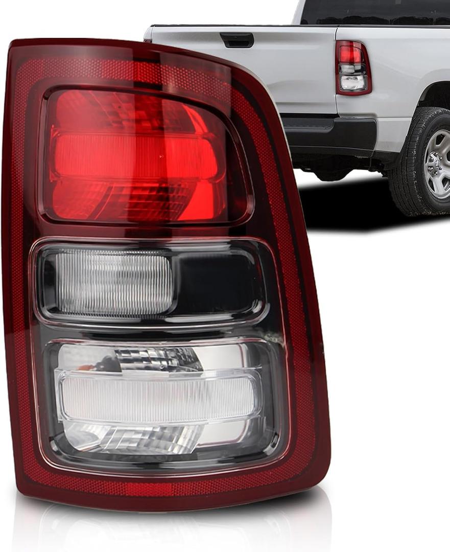 Black Bezel Halogen Tail Lights Compatible With 2019-2024 RAM 2500 Non-LED Models, Direct Fit Replacement Rear Brake Lamp CH2801229 68409002AD(Right Passenger Side Halogen Black Bezel)