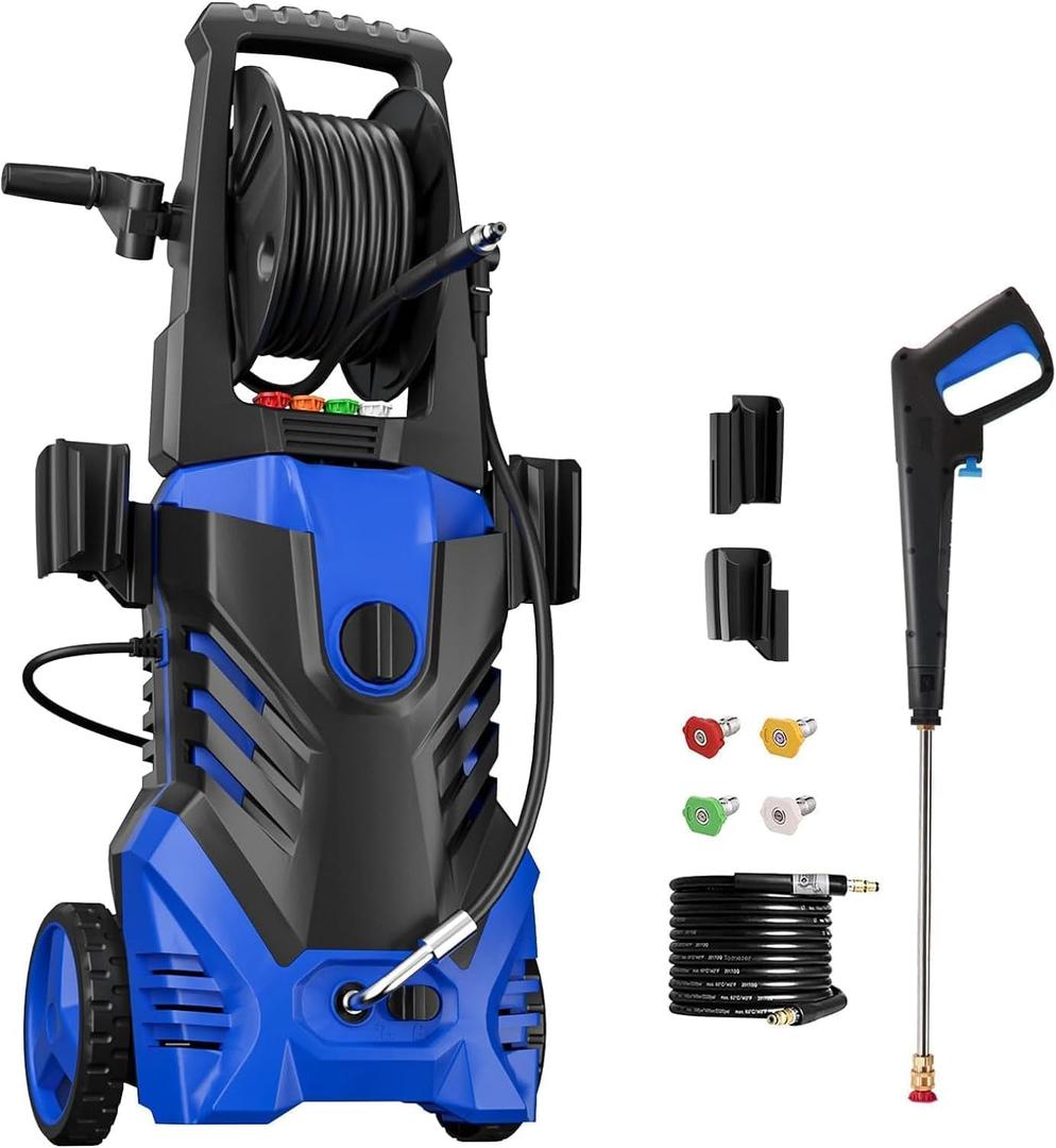 Electric Pressure Washer 5000PSI-Max 3GPM Power Washer 4 Different Pressure Tips, 25FT Hose Power Cord, Foam Cannon, Power Washer Electric Powerd for Patios Car Garden