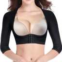 BRABIC Upper Arm Shaper Post Surgical Slimmer Compression Sleeves Posture Corrector Tops Shapewear for Women (3X-Large, Black Half Sleeve)