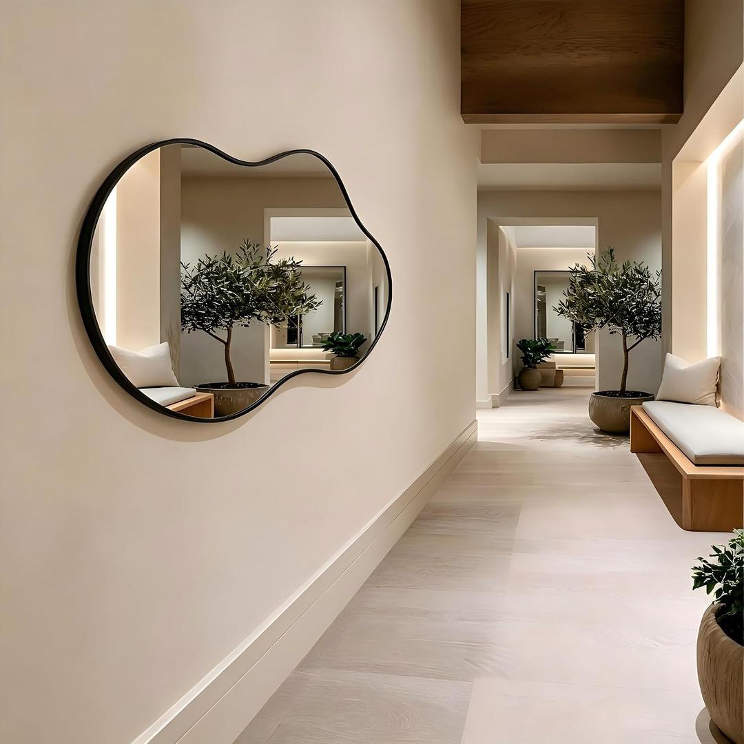 Irregular wall Mirror 26"x46" Black Asymmetrical Mirror