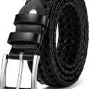 BULLIANT Mens Belts,Leather Woven Braided Belts for Gift Men Casual Jeans Golf (34"-38"Waist Adjustable, Black1480)