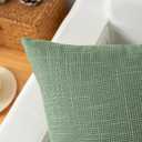 Kevin Textile Set of 2 Sage Green Pillow Covers 20 x 20 Inch Spring Farmhouse Boho Decorative Throw Pillow Covers Linen Cushion Covers for Sofa Couch Dcor