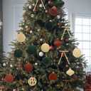 30 Pcs Christmas Tree Decorations Velvet Kit Include 3.15 Inches Assorted Christmas Velvet Balls 8 Inches Vintage Ribbon Bows Flocked Ornaments for Xmas Tree Garland Wreath Decor Holiday Party Supply