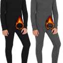 Dalavch 2 Sets Youth Boys Thermal Base Layer Long Johns Compression Leggings and Shirts Fleece Lined Underwear for Kids Girls (Medium, 1 Set Black 1 Set Heather Grey)