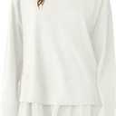 Panadila Womens Long Sleeve Short Romper Dresses Crewneck Oversized One Piece Jumpsuit Open Back Layered Casual Outfit (White, M)