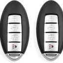 X AUTOHAUX 2pcs 4 Buttons Uncut Insert Key Fob Remote Control Key Case Shell for Nissan Altima 2007-2012 Maxima 2010-2014 Replacement KR55WK48903