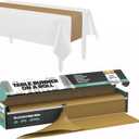 Gold Table Runner 14" X 110' Premium Plastic Longtable Runners with Cutter Box - Cut to Size - Decorative Rectangle Table Runners - Smooth Table Cloth - Disposable Table Cloths. Parties, Weddings